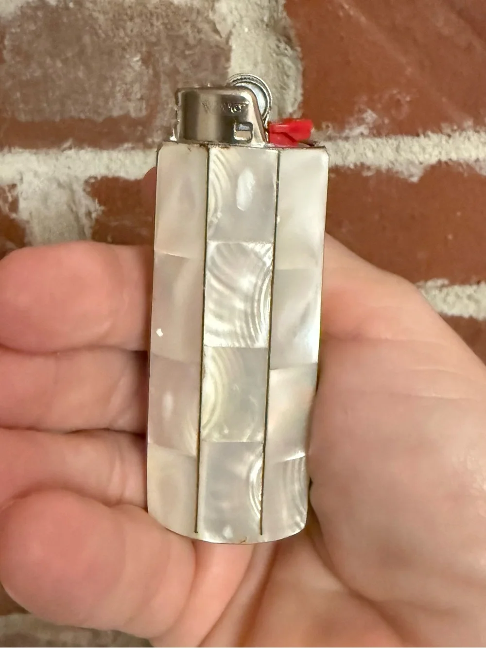 Vintage Handmade Mother of Pearl Inlay Lighter Case